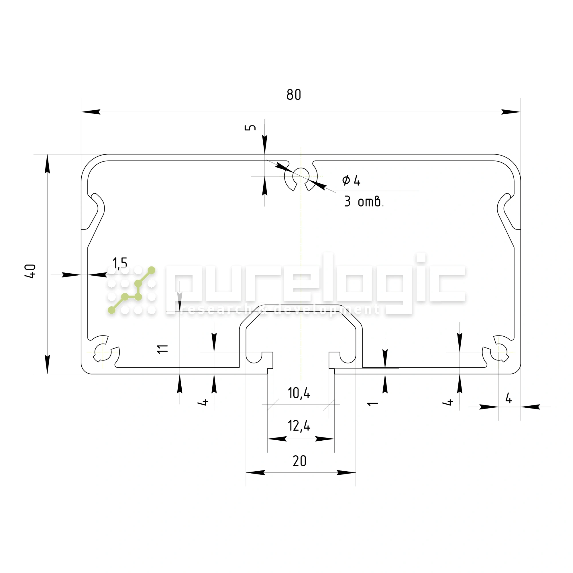 Алюминиевый кабель-канал ZXH4080 1 703 Алюминиевый кабель-канал ZXH4080 фото
