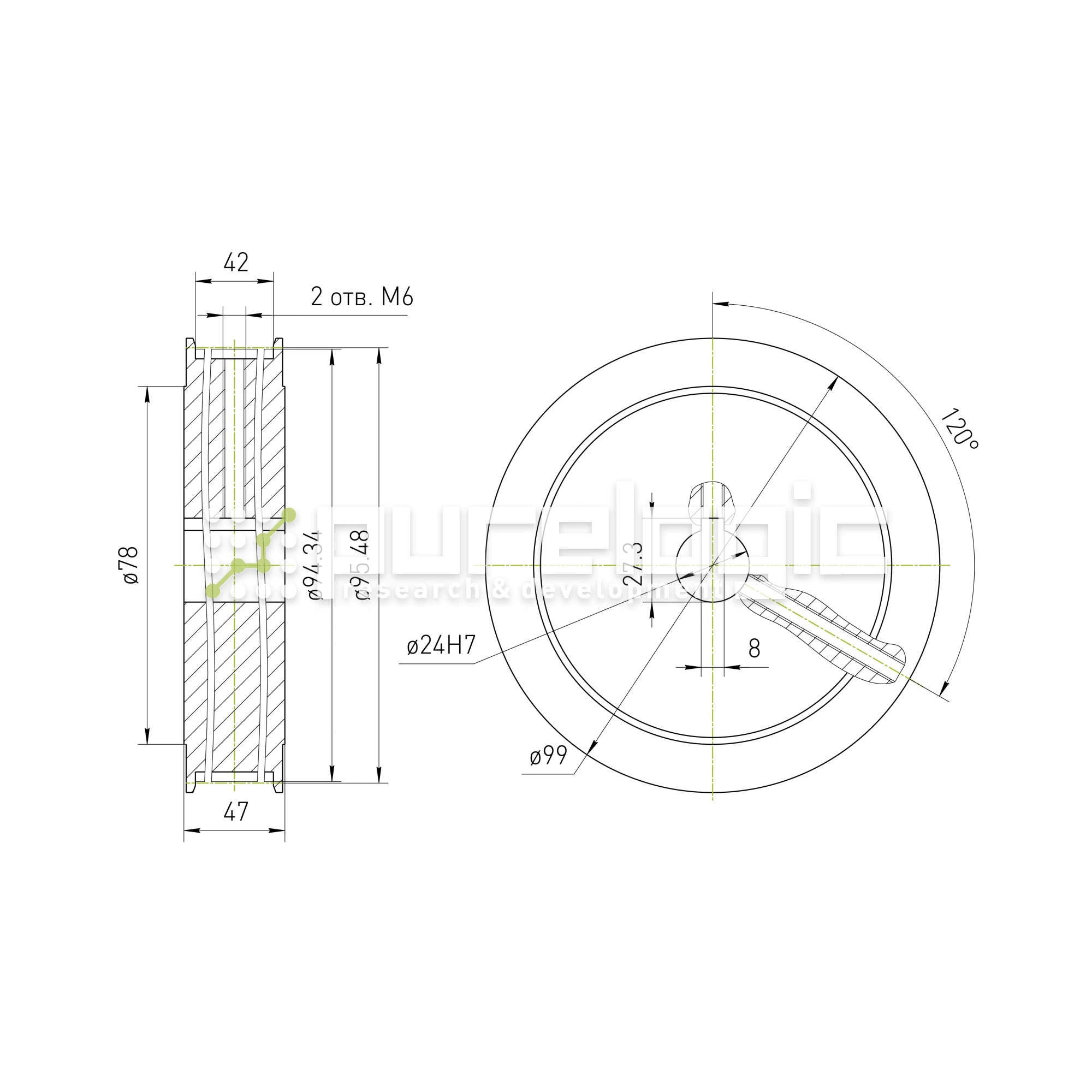 Шкив зубчатый BLA-60-5M-40-A-N24 5 927 Шкив зубчатый BLA-60-5M-40-A-N24 фото