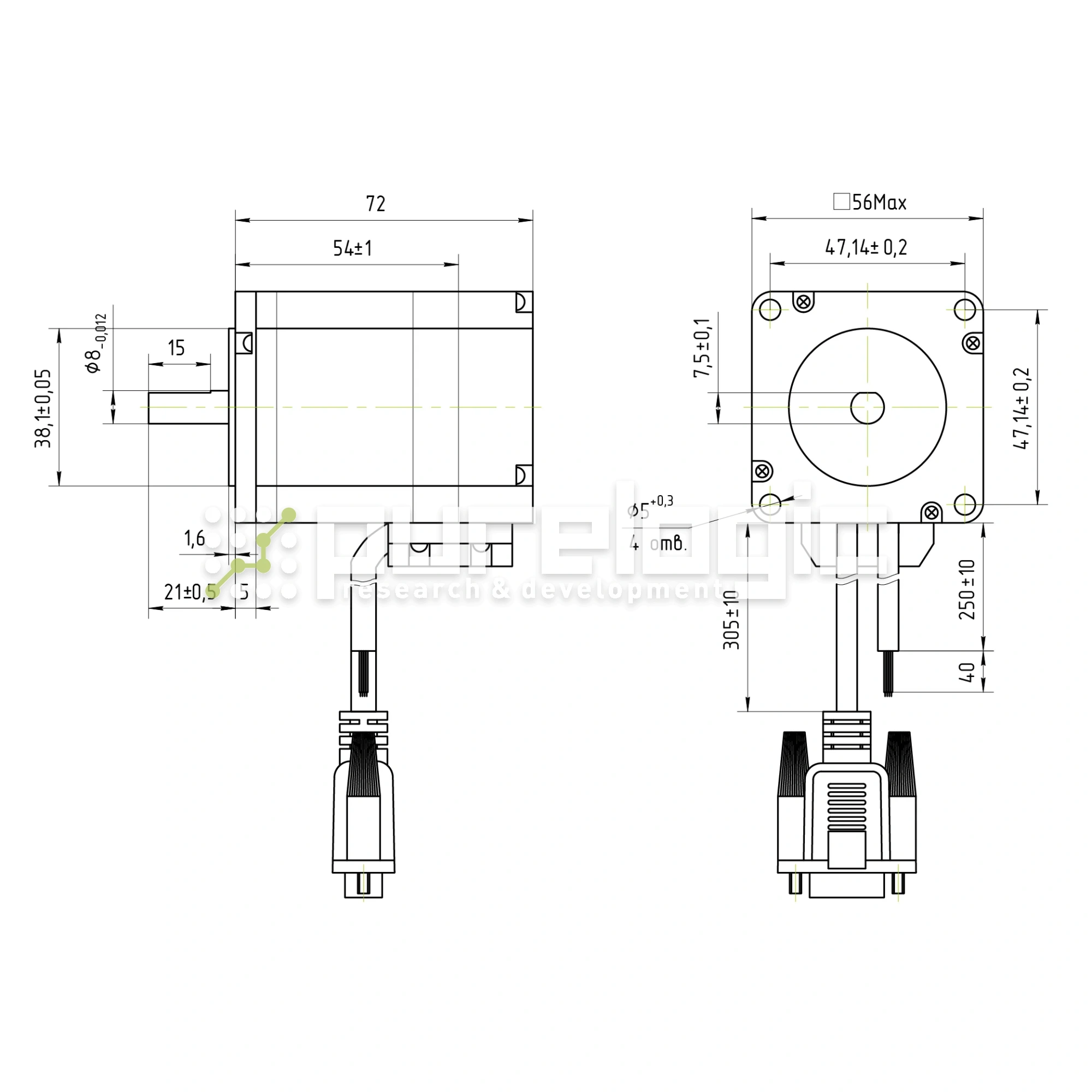 Двигатель шаговый с энкодером PL57H6430-D8-1K 8 999 Двигатель шаговый с энкодером PL57H6430-D8-1K фото
