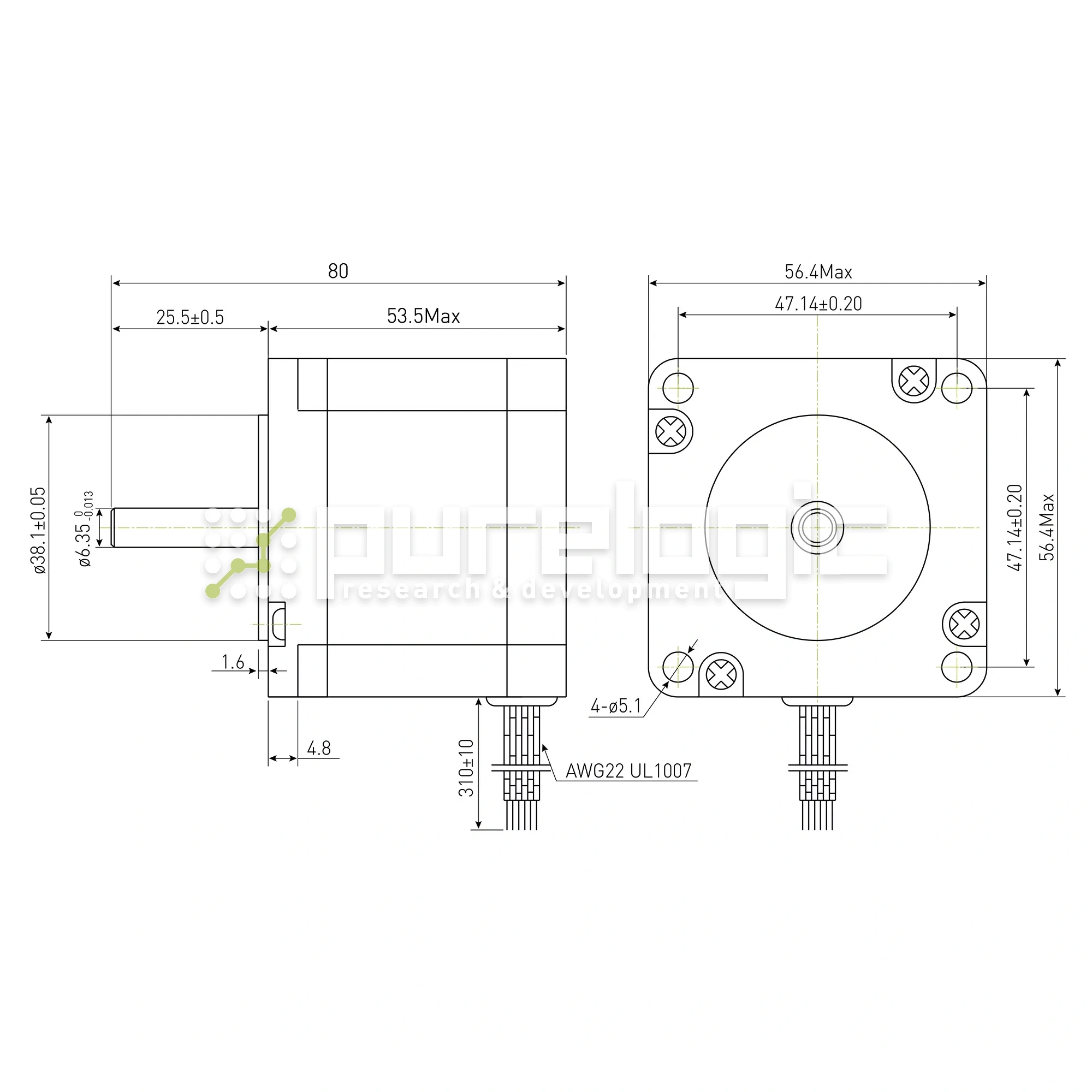 Двигатель шаговый PL57H56-D6 2 433 Двигатель шаговый PL57H56-D6 фото