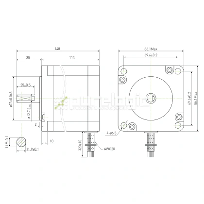 Двигатель шаговый PL86H113-D12.7 фото