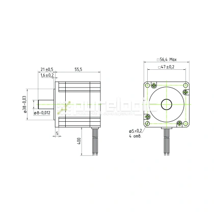 Двигатель шаговый трехфазный 3PL57H56-D8 3 924 Двигатель шаговый трехфазный 3PL57H56-D8 фото
