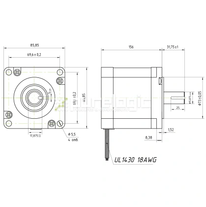Двигатель шаговый FL86STH156-4208A 14 132 Двигатель шаговый FL86STH156-4208A фото