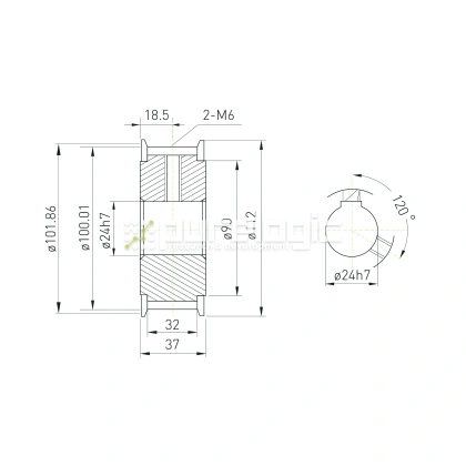 Шкив зубчатый BLA-32-T10-30-A-N24 фото