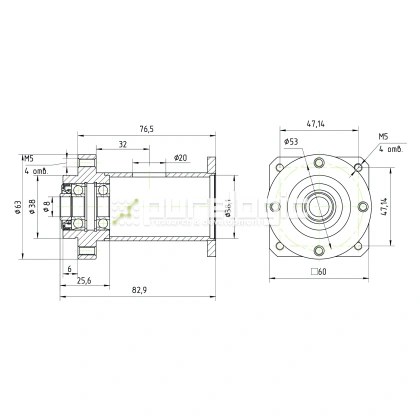 Опора винта с фланцем PLM57-8 6 655 Опора винта с фланцем PLM57-8 фото