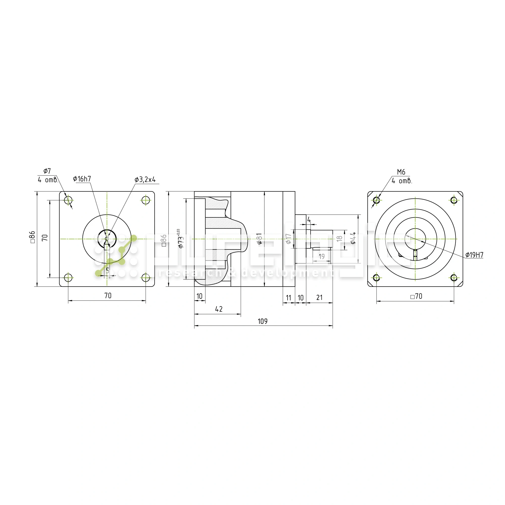 Редуктор планетарный 86PX6K-19S 10 818 Редуктор планетарный 86PX6K-19S фото