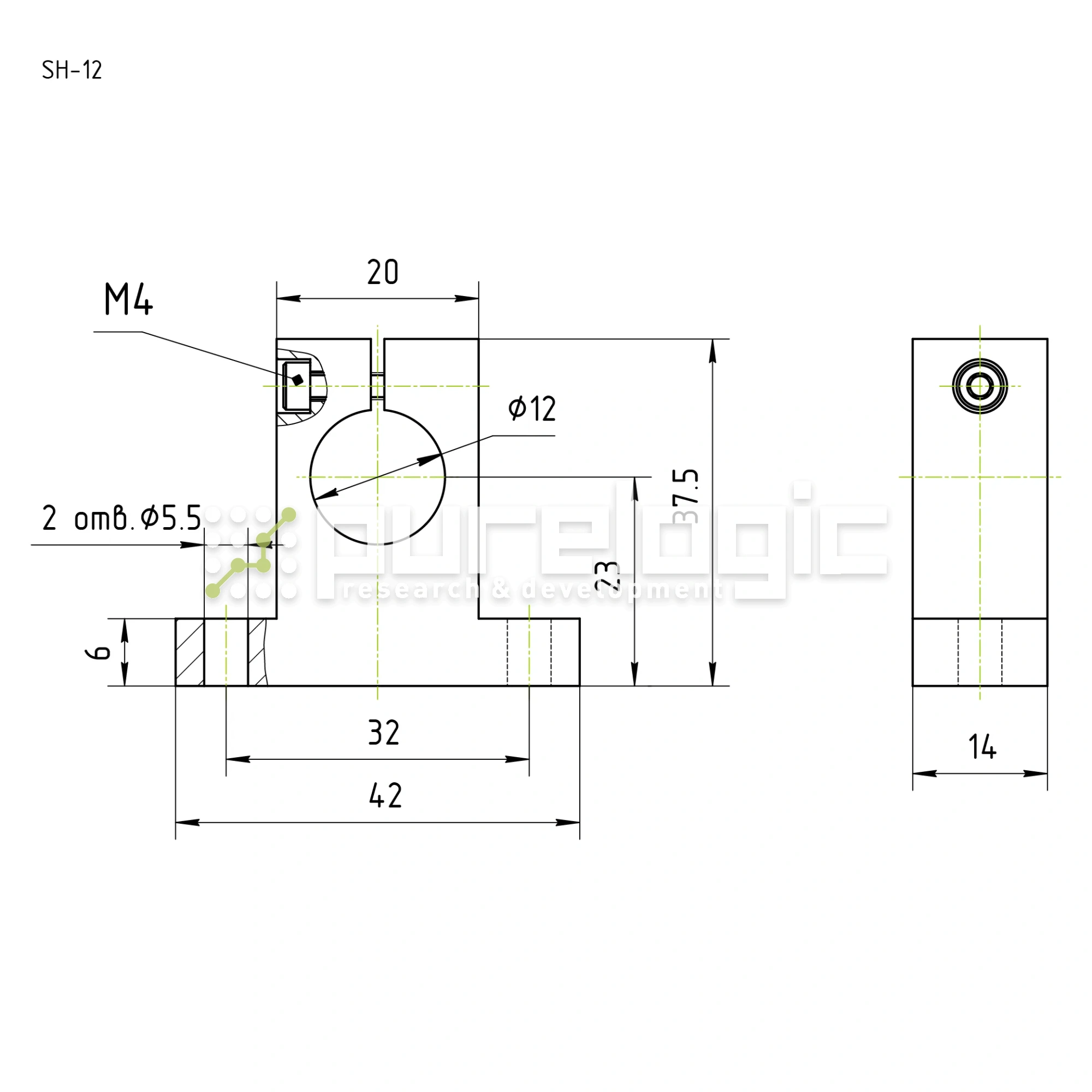 Держатель вала SH12 142 Держатель вала SH12 фото