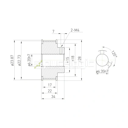 Шкив зубчатый BSY-15-5M-15-B-P6.35 993 Шкив зубчатый BSY-15-5M-15-B-P6.35 фото