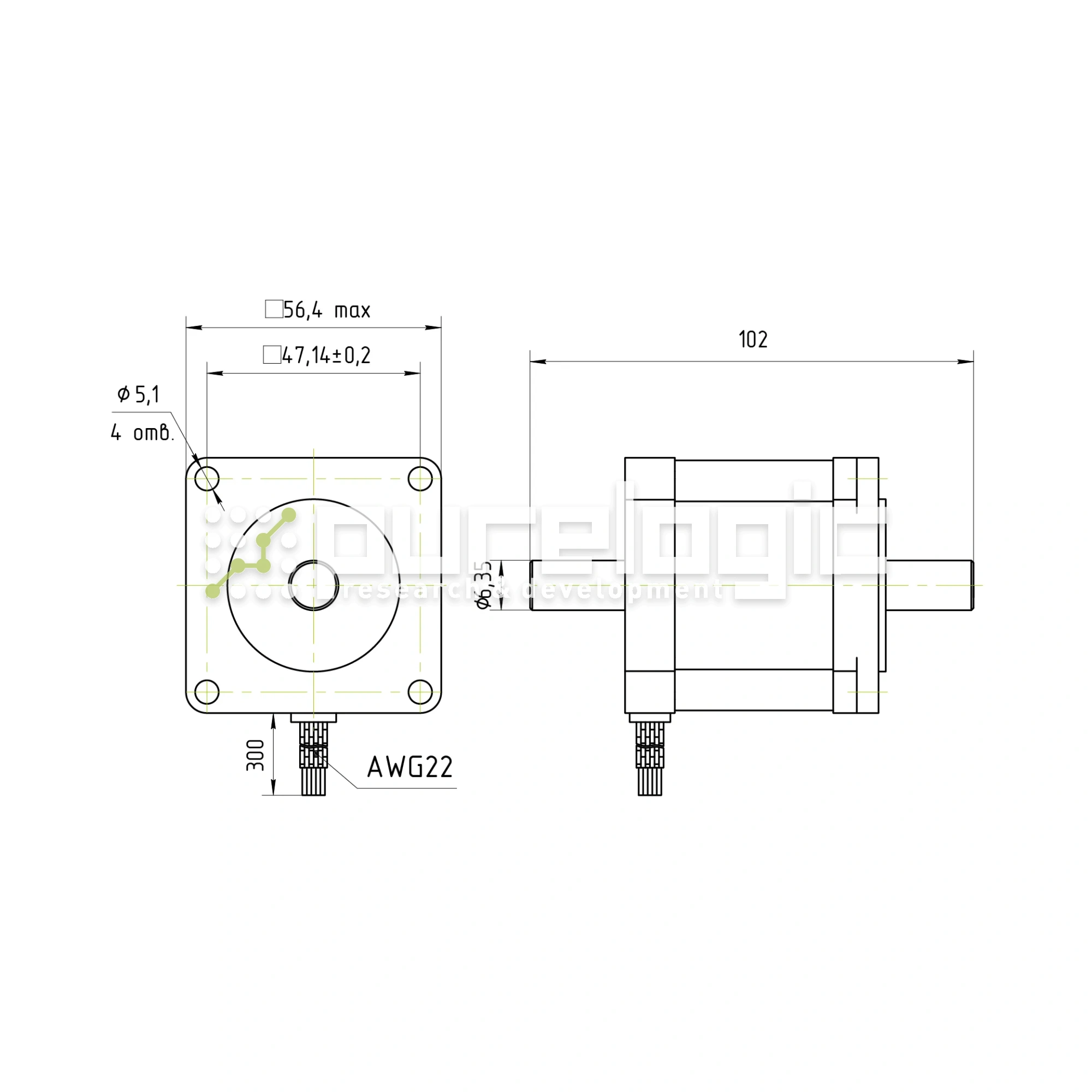 Двигатель шаговый PL57HD56-D6 2 433 Двигатель шаговый PL57HD56-D6 фото