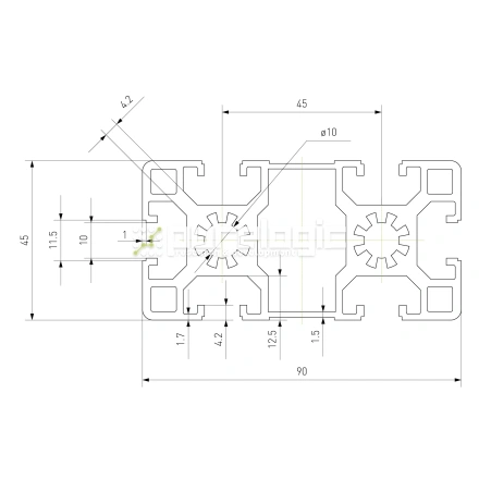 Профиль алюминиевый HXB4590BL-10 фото