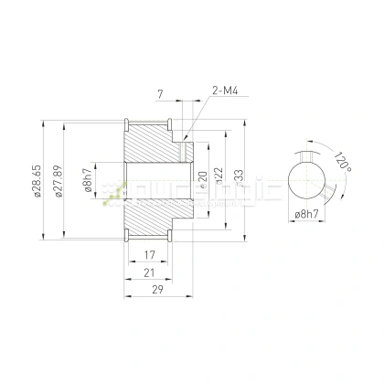 Шкив зубчатый BSY-30-3M-15-B-P8 фото