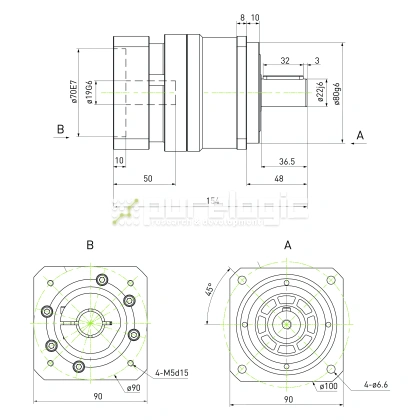 Редуктор планетарный прецизионный 90VRB10K-S22-P0 38 863 Редуктор планетарный прецизионный 90VRB10K-S22-P0 фото
