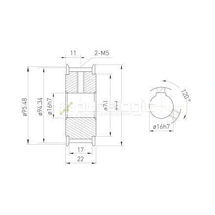 Шкив зубчатый BLA-60-5M-15-A-N16 фото