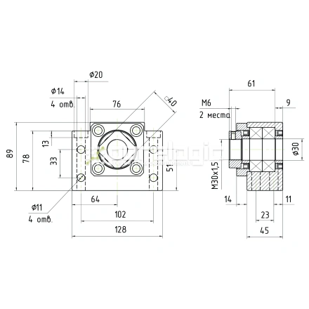 Опора ШВП Hiwin BK30-C5 фото