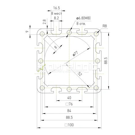 Профиль алюминиевый HC100100-8 фото
