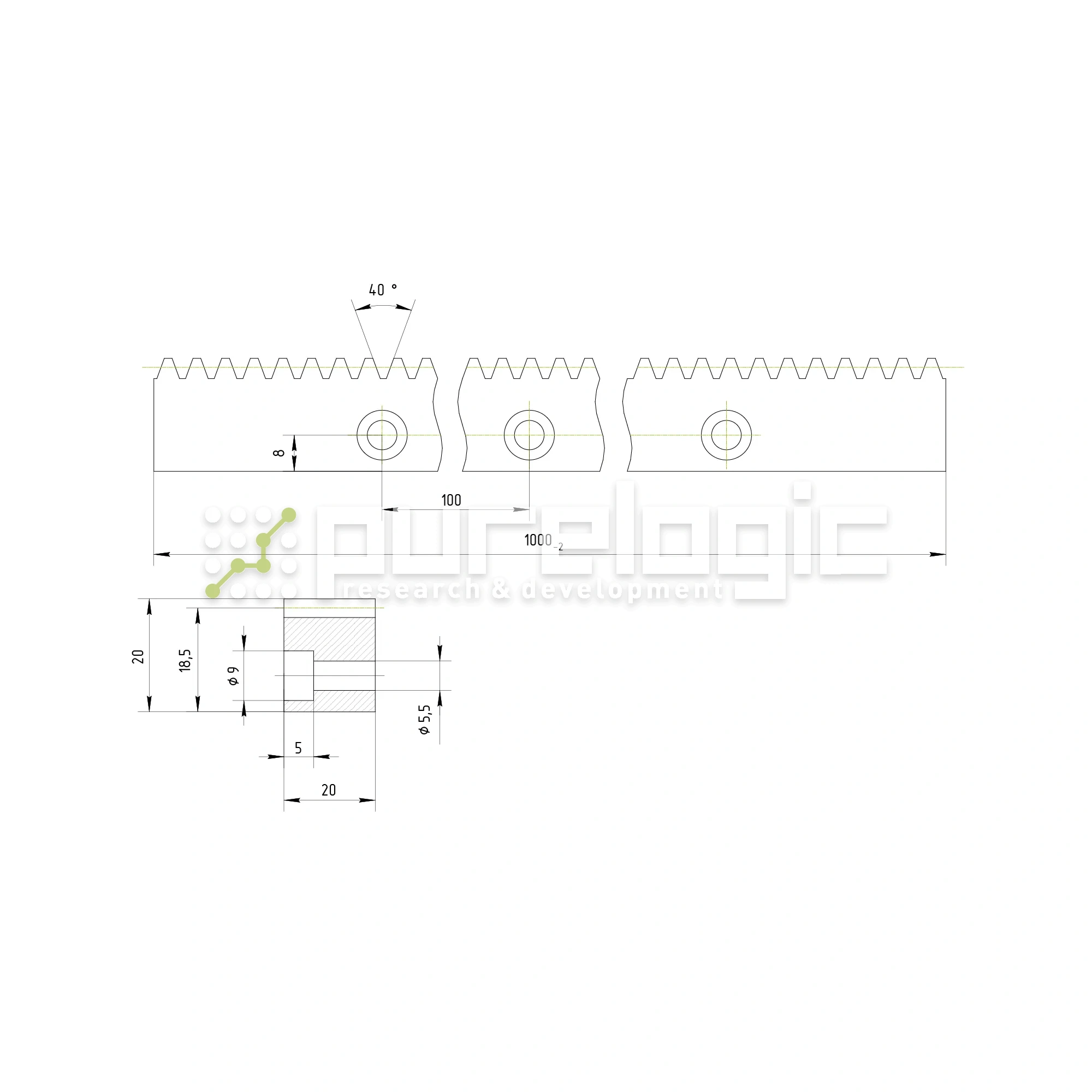 Рейка косозубая RH1.5-2020 4 796 Рейка косозубая RH1.5-2020 фото