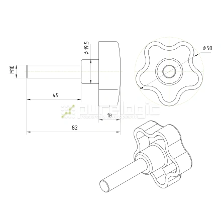 Ручка пятилепестковая 100208-50*M10*50 фото