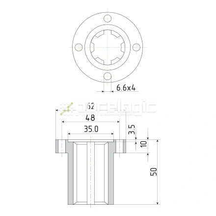 Шлицевая втулка с фланцем SNF-21x25 фото