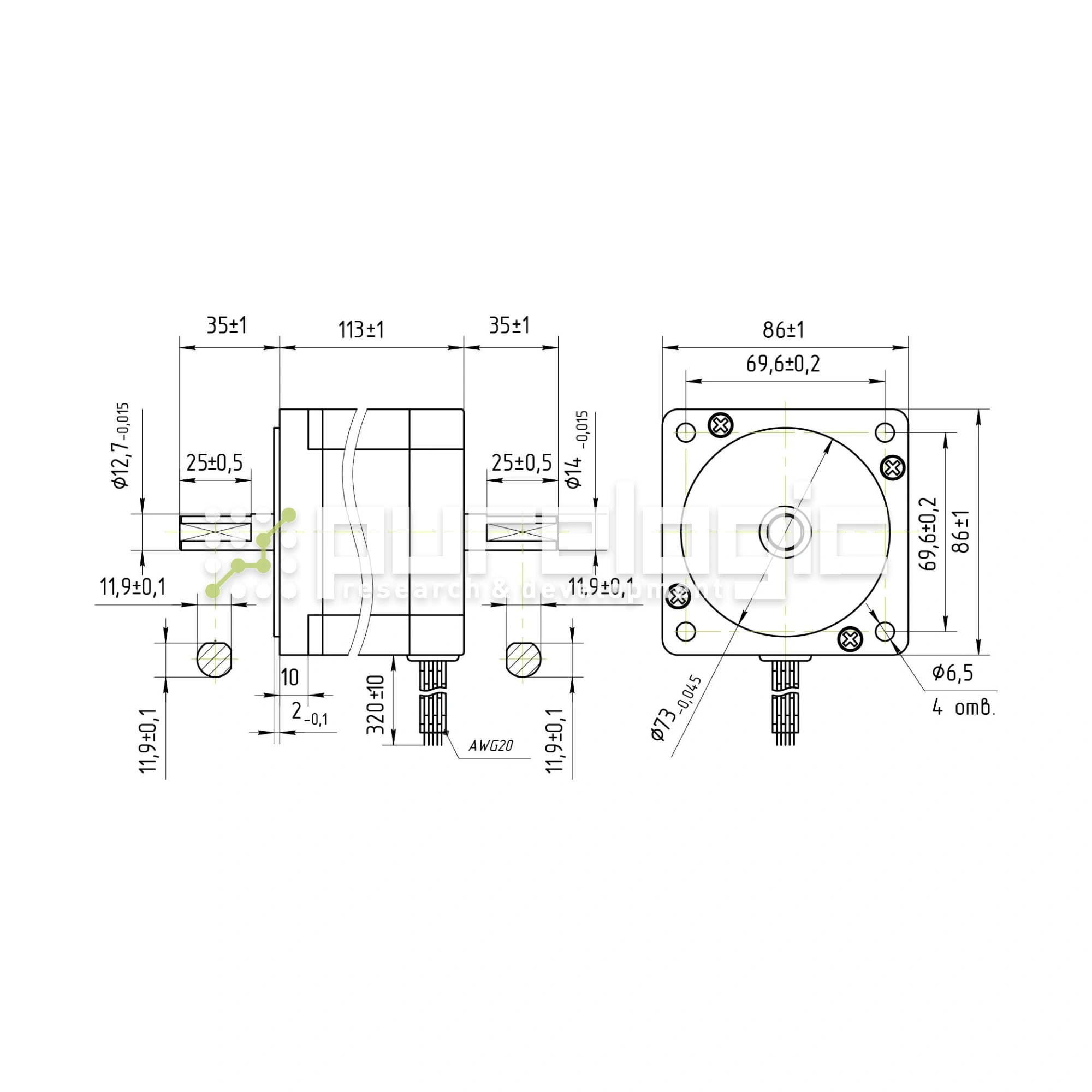Двигатель шаговый PL86HD113-D12.7 8 717 Двигатель шаговый PL86HD113-D12.7 фото