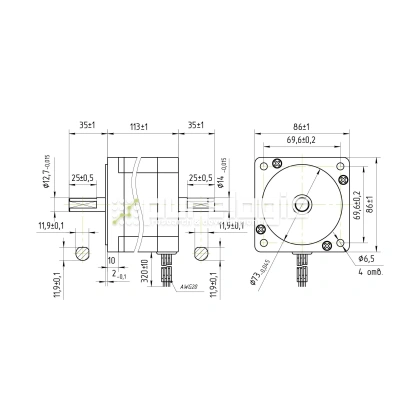 Двигатель шаговый PL86HD113-D12.7 8 717 Двигатель шаговый PL86HD113-D12.7 фото