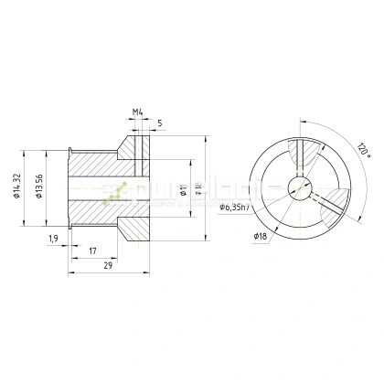 Шкив зубчатый BSY-15-3M-15-C-P6.35 фото