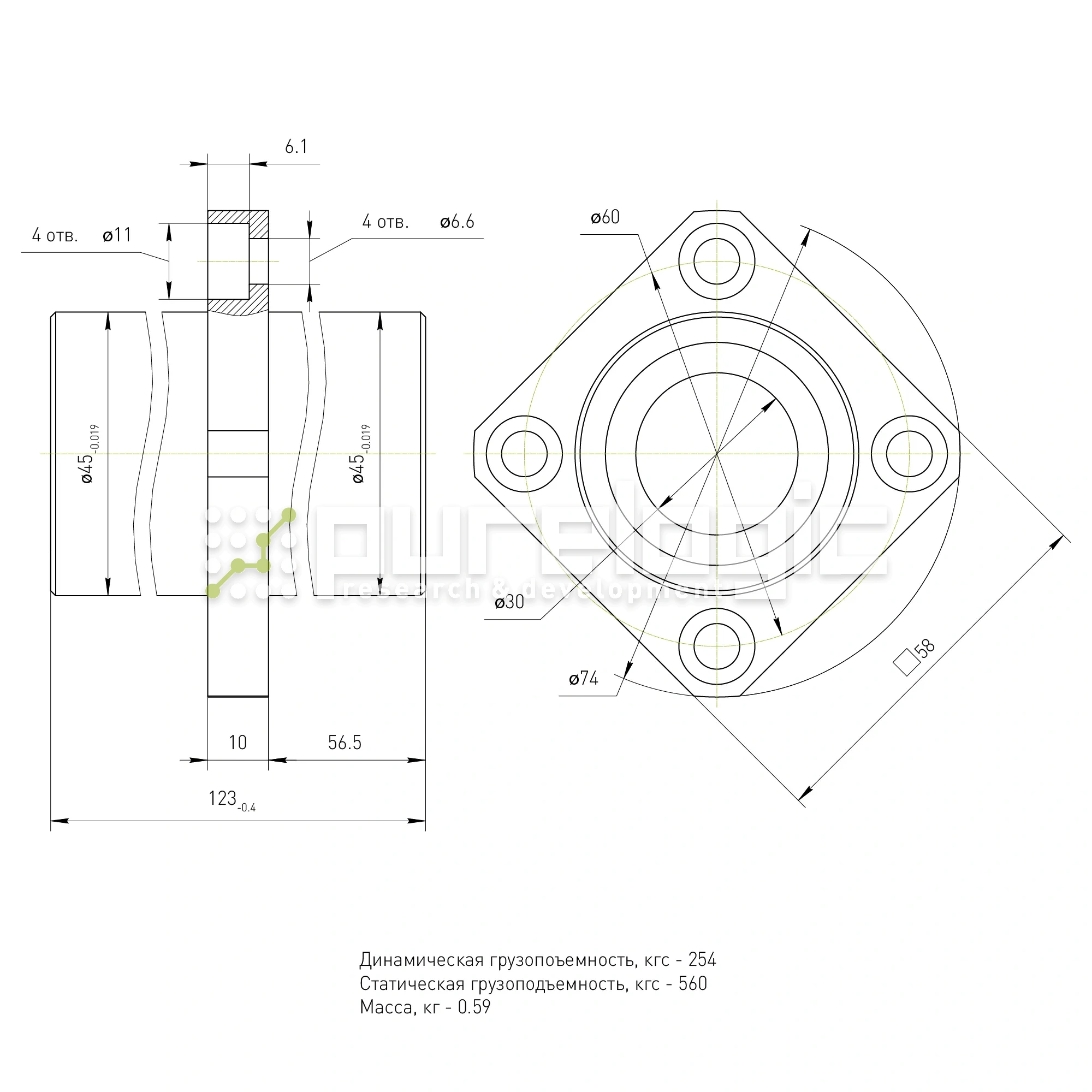 Втулка шариковая с фланцем LMKC30L 1 774 Втулка шариковая с фланцем LMKC30L фото