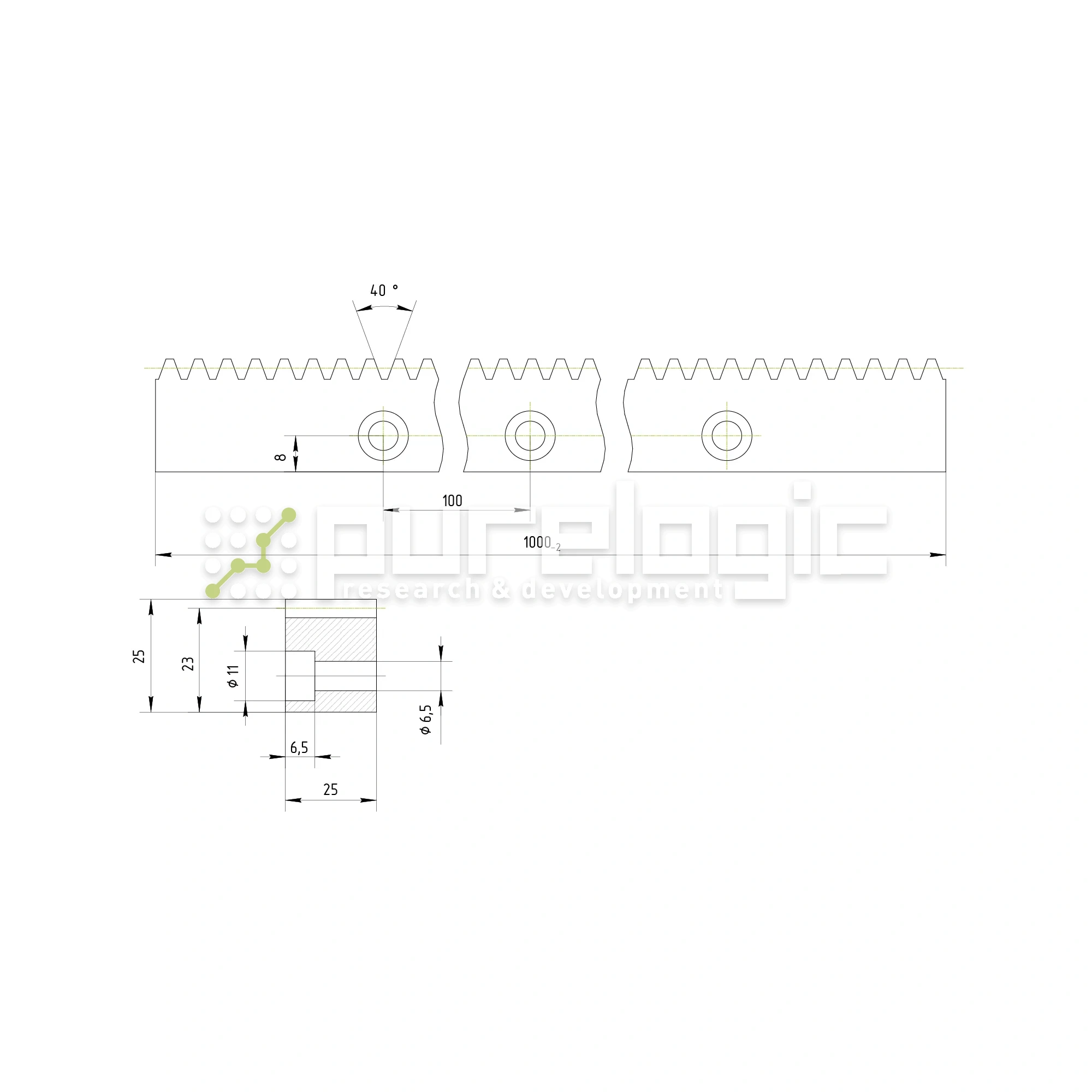 Рейка прямозубая RS2-2525 6 306 Рейка прямозубая RS2-2525 фото