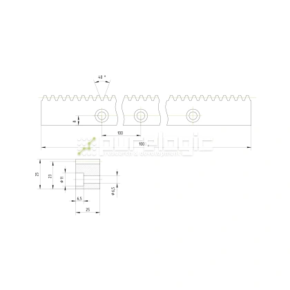 Рейка прямозубая RS2-2525 6 306 Рейка прямозубая RS2-2525 фото
