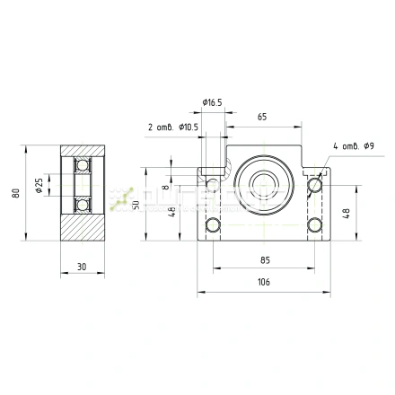 Опора ШВП подшипниковая BF25-C5 фото