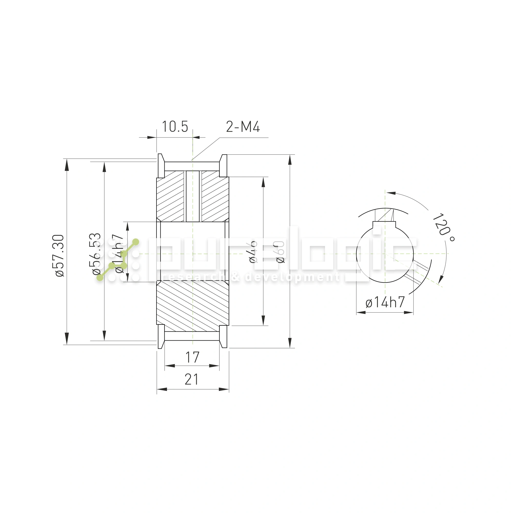 Шкив зубчатый BLA-60-3M-15-A-N14 1 833 Шкив зубчатый BLA-60-3M-15-A-N14 фото