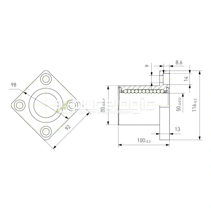 Втулка шариковая с фланцем LMK50 4 636 Втулка шариковая с фланцем LMK50 фото