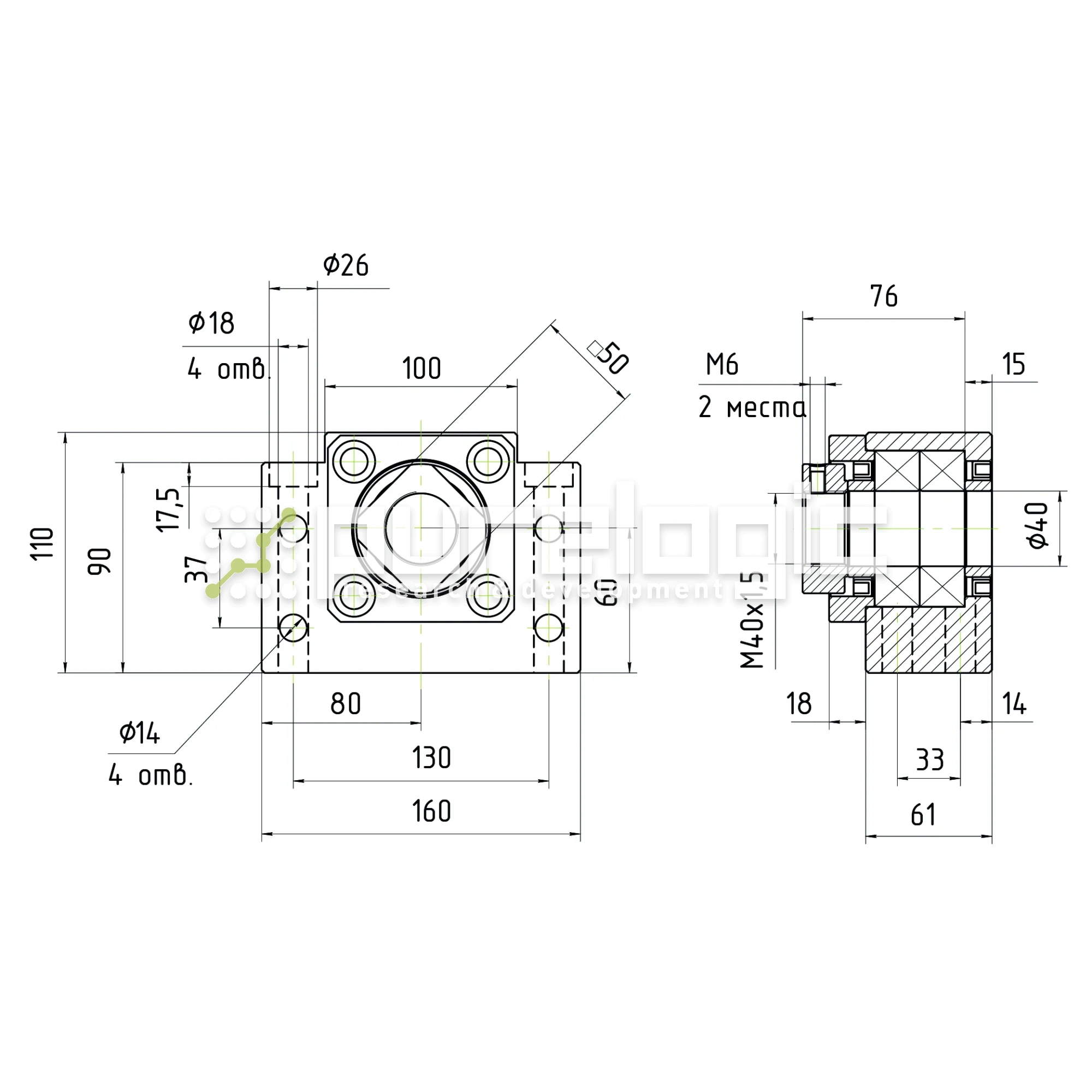 Опора ШВП Hiwin BK40-C5 49 974 Опора ШВП Hiwin BK40-C5 фото