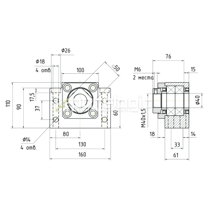 Опора ШВП Hiwin BK40-C5 49 974 Опора ШВП Hiwin BK40-C5 фото