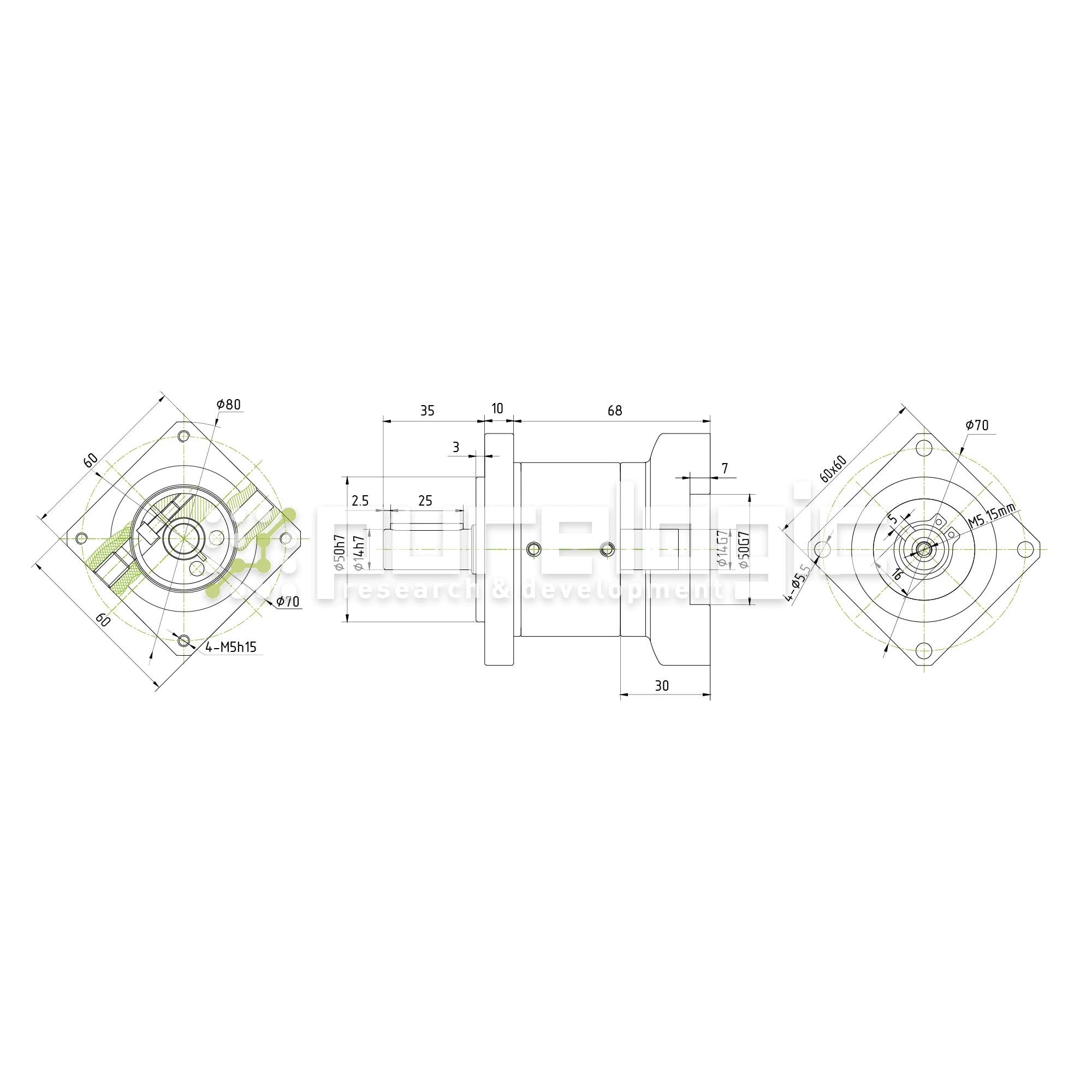 Редуктор планетарный 60PLF10K-14S-D14 13 831 Редуктор планетарный 60PLF10K-14S-D14 фото