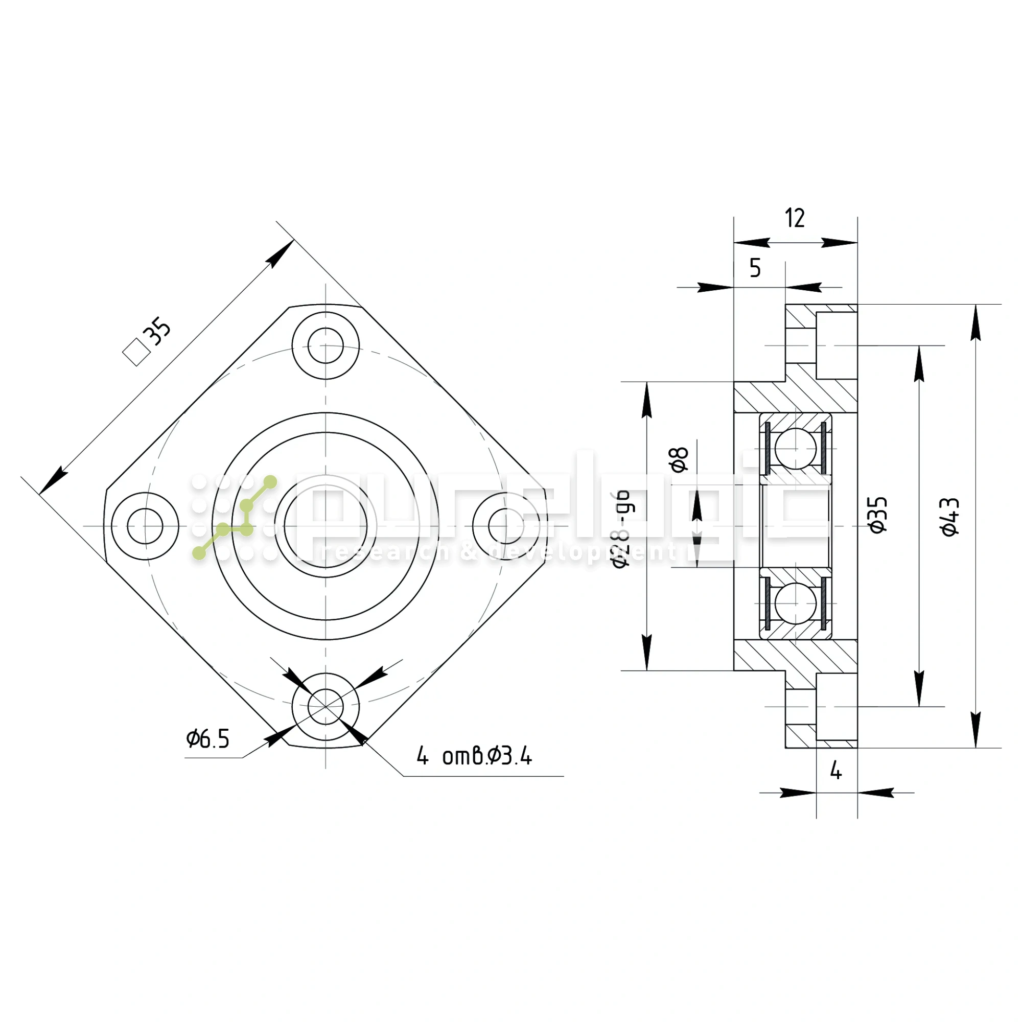 Опора ШВП подшипниковая FF10 834 Опора ШВП подшипниковая FF10 фото