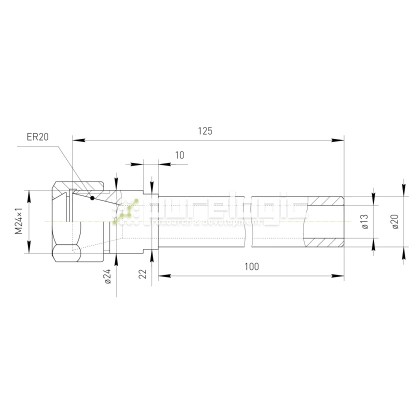 Удлинитель цангового патрона PLC20-ER20A-100L фото