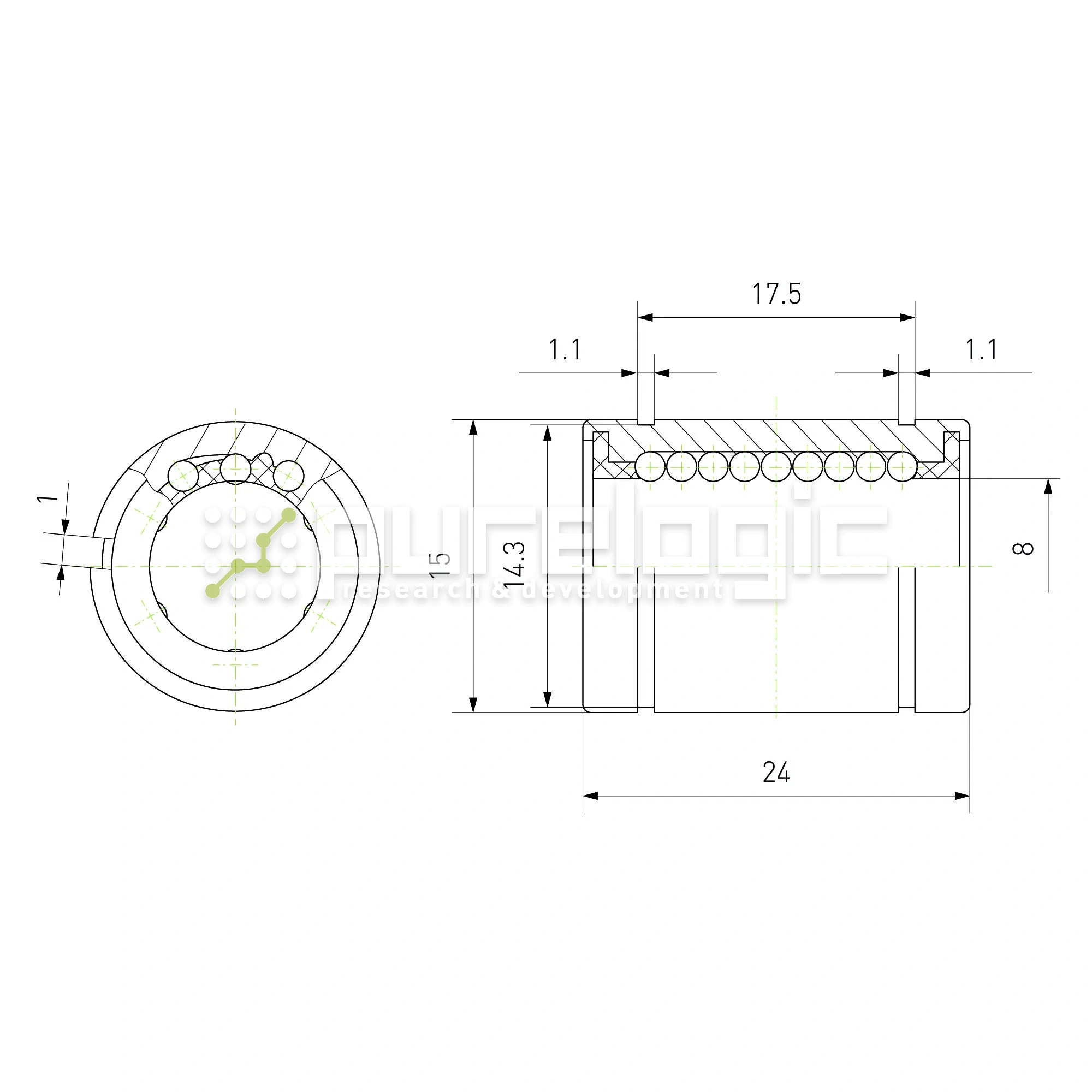 Втулка шариковая LM8-AJ 241 Втулка шариковая LM8-AJ фото