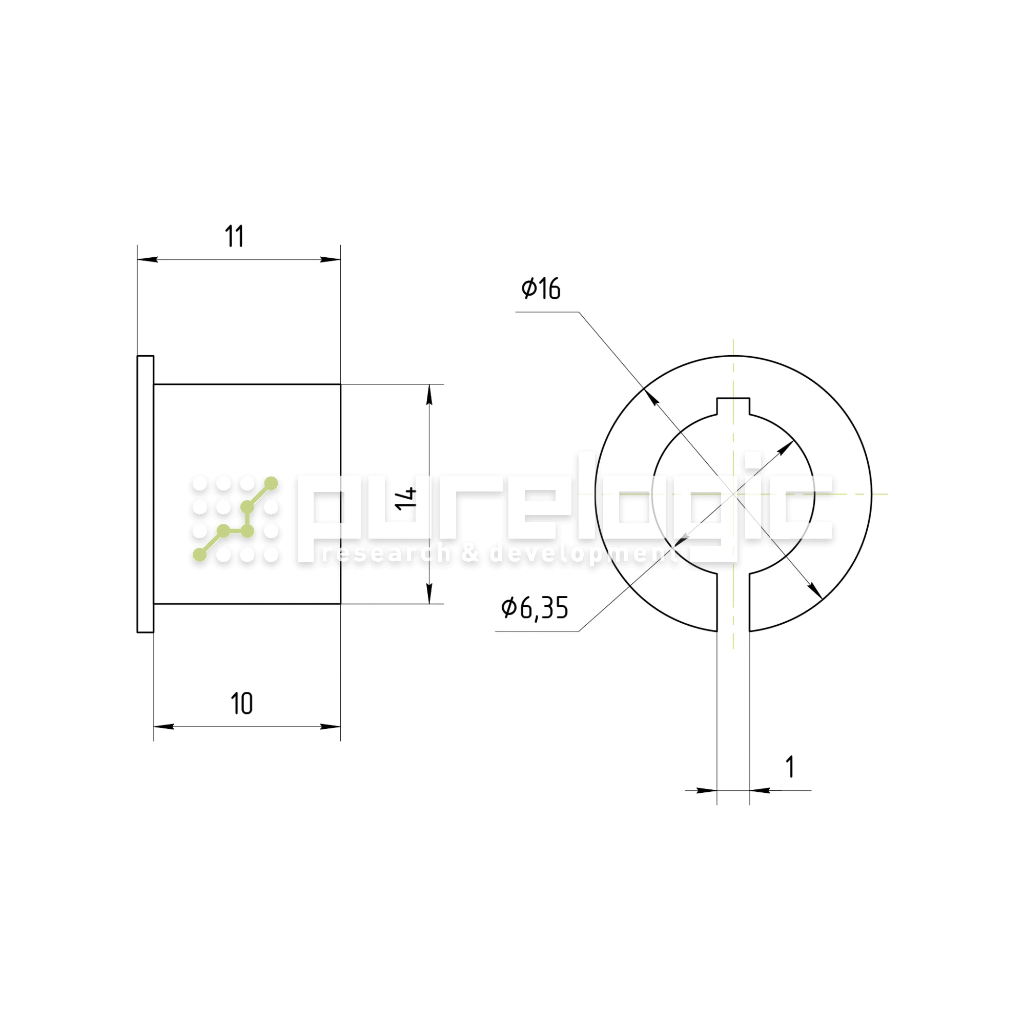 Втулка переходная PG14x6.35 807 Втулка переходная PG14x6.35 фото