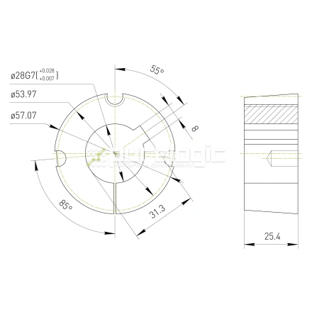 Втулка тапербуш 1610-28 фото