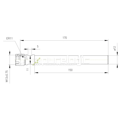 Удлинитель цангового патрона PLC12-ER11M-150L фото