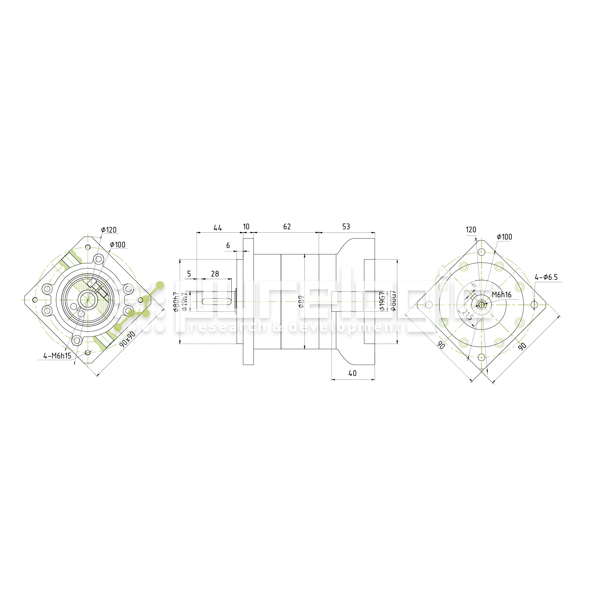 Редуктор планетарный 90PLF20K-19S-D19 27 458 Редуктор планетарный 90PLF20K-19S-D19 фото