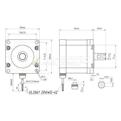 Двигатель шаговый PL86H75-D14-IP64 8 070 Двигатель шаговый PL86H75-D14-IP64 фото