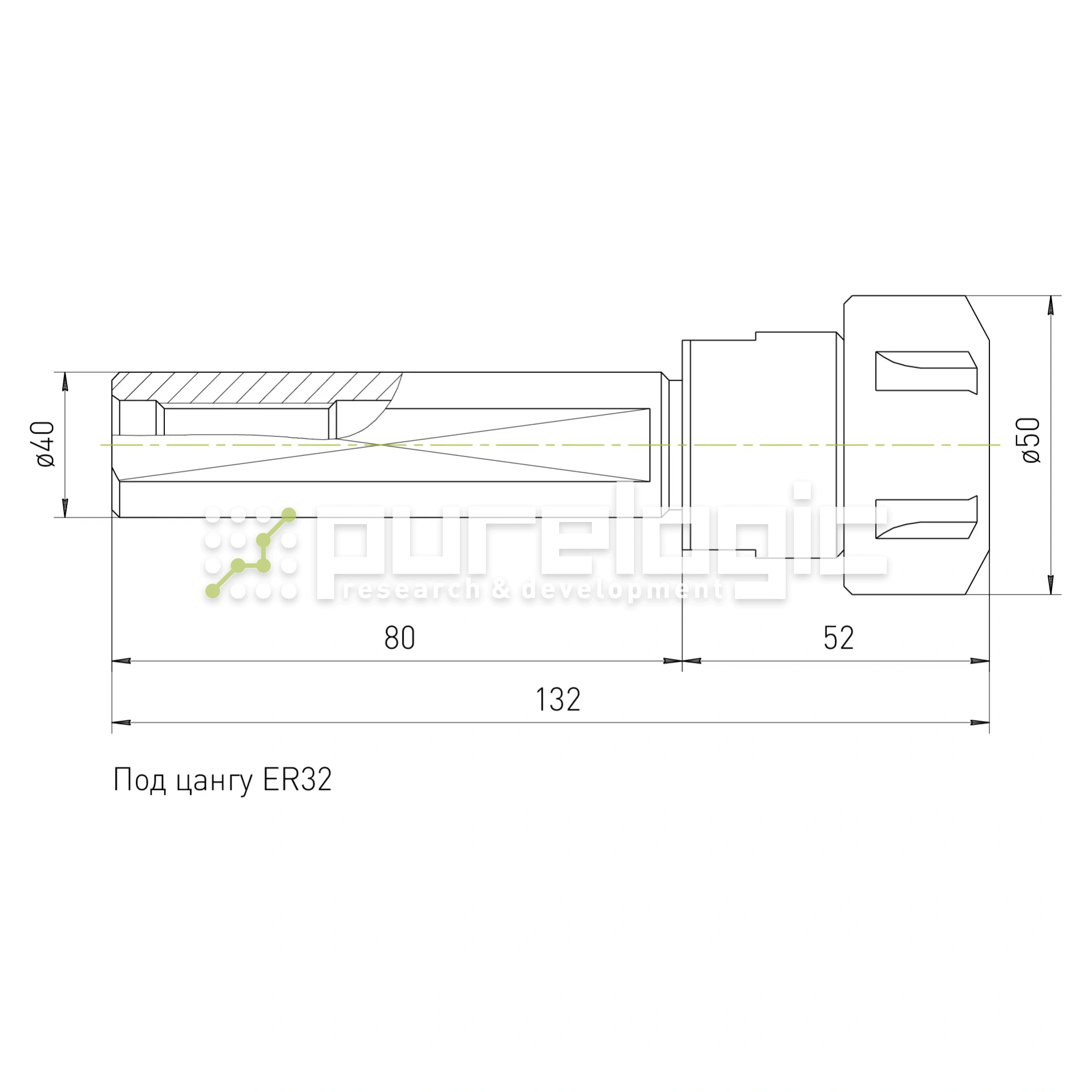 Цанговый патрон SL40-ER32-80L 2 574 Цанговый патрон SL40-ER32-80L фото