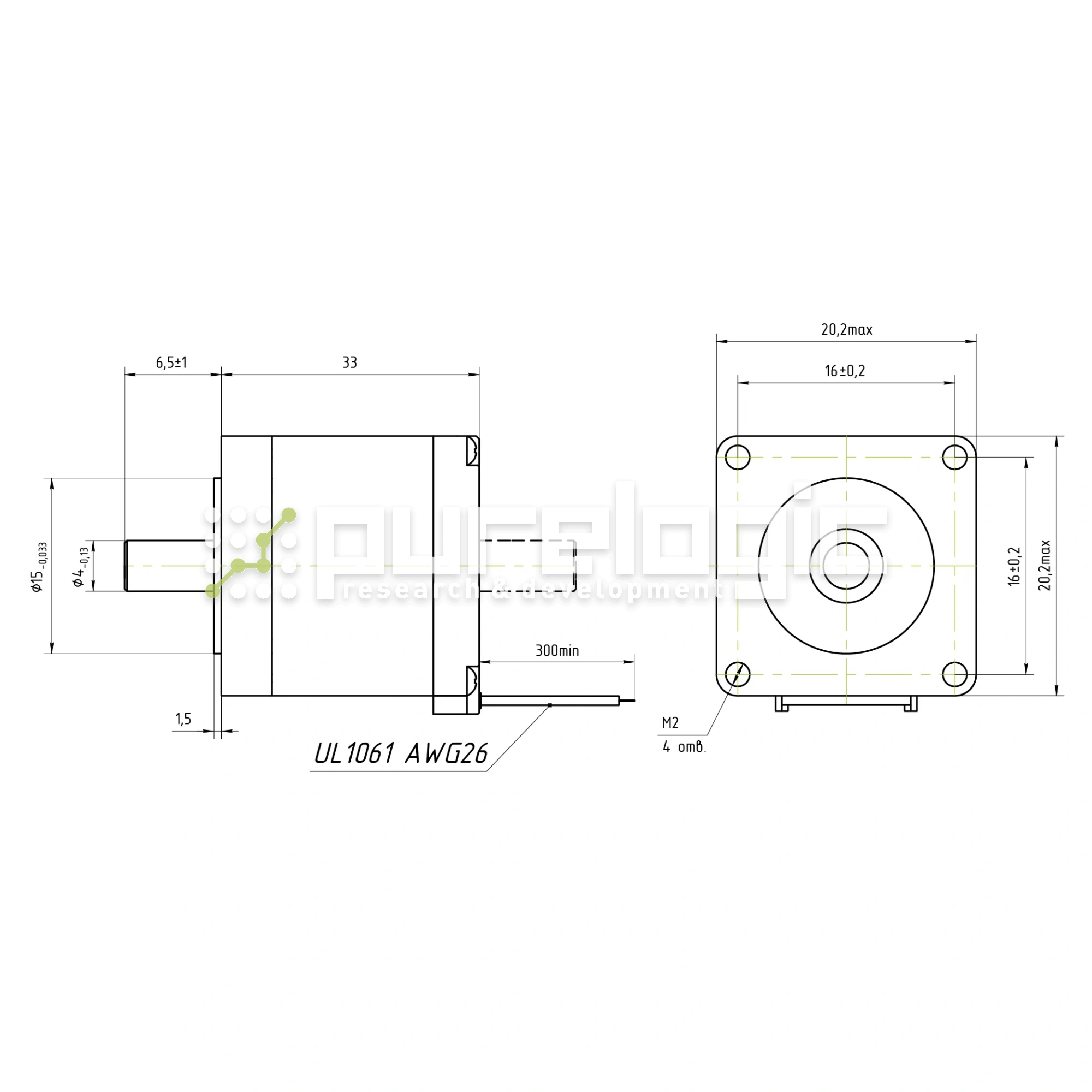 Двигатель шаговый FL20STH33-0604A 3 250 Двигатель шаговый FL20STH33-0604A фото