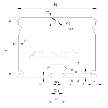 Алюминиевый кабель-канал ZXH6080 1 815 Алюминиевый кабель-канал ZXH6080 фото