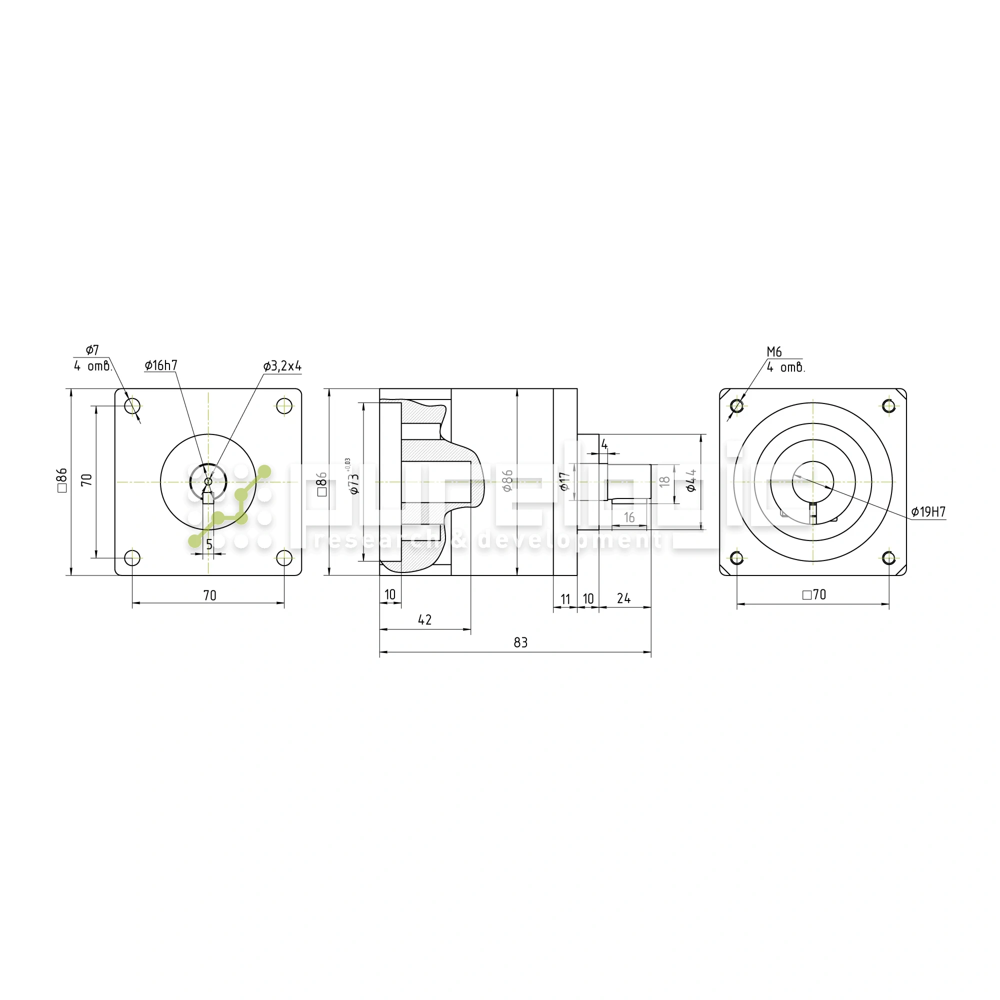 Редуктор планетарный 86PX24K-19S 12 982 Редуктор планетарный 86PX24K-19S фото