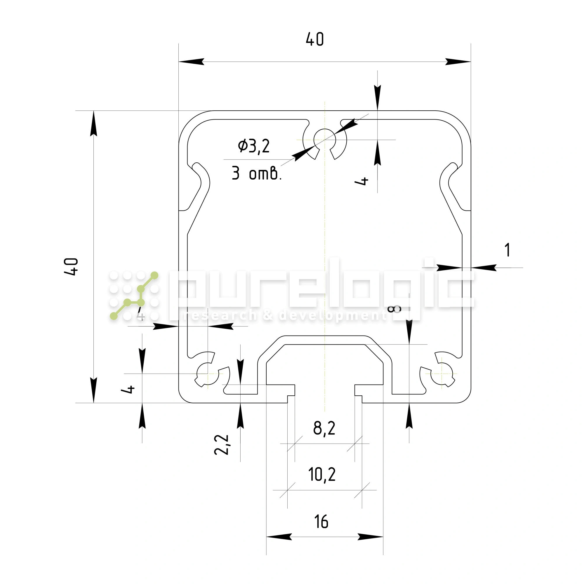 Алюминиевый кабель-канал ZXH4040 958 Алюминиевый кабель-канал ZXH4040 фото