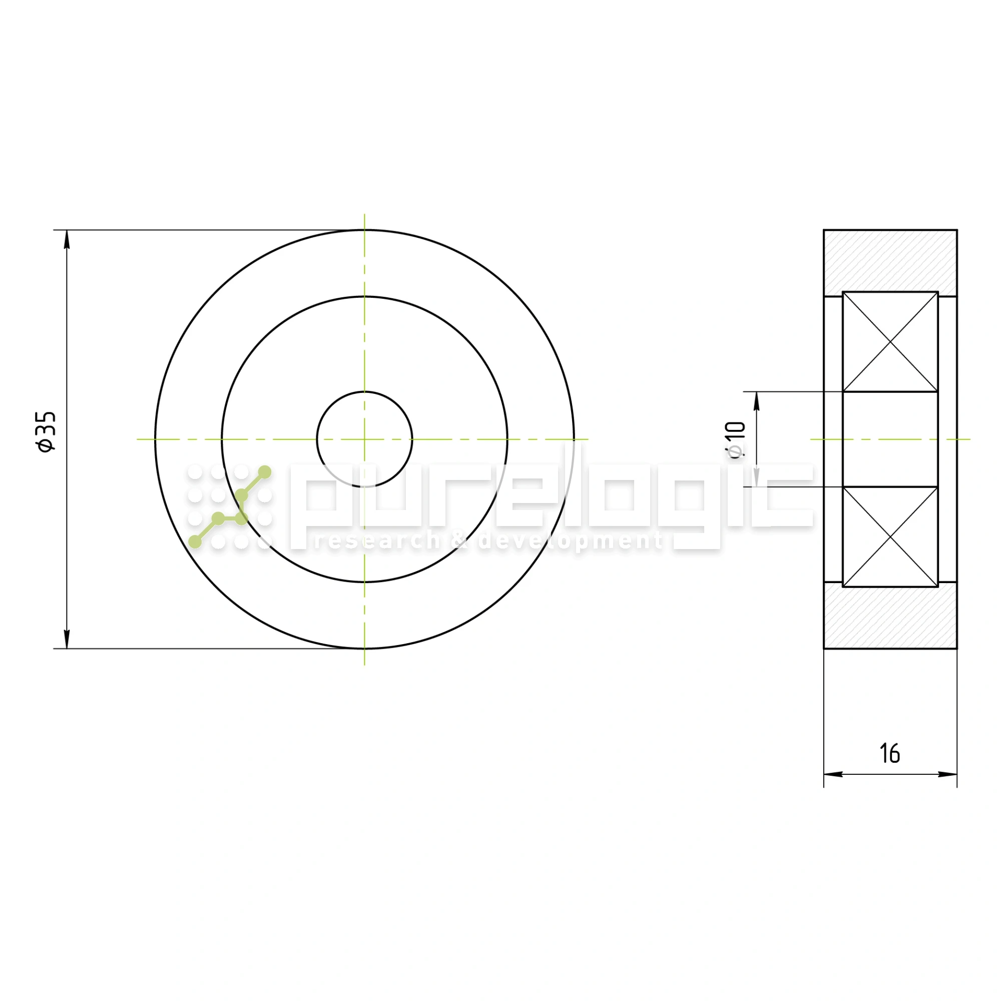 Опорный ролик BS35-d10W16 328 Опорный ролик BS35-d10W16 фото