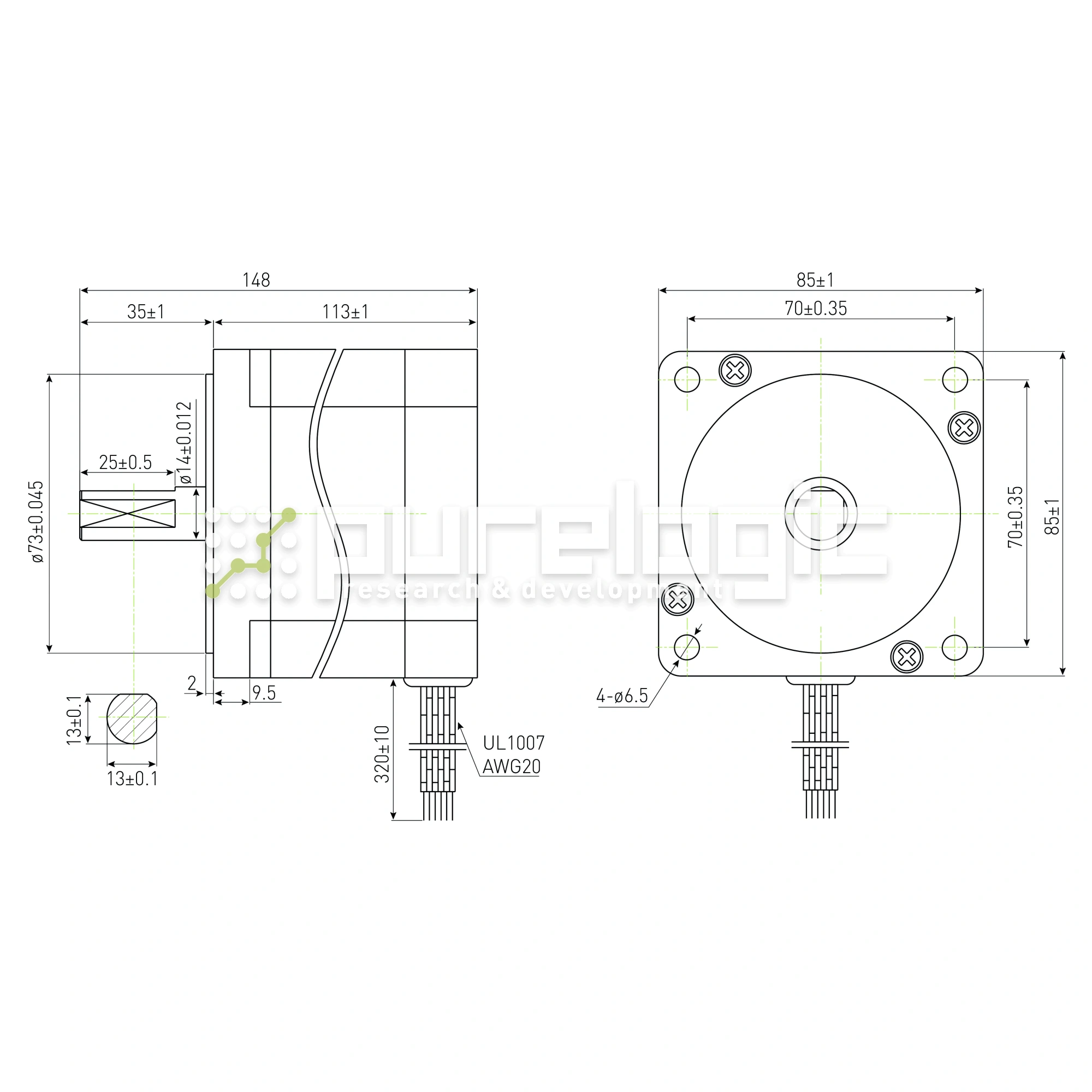Двигатель шаговый PL86H113-D14 7 145 Двигатель шаговый PL86H113-D14 фото
