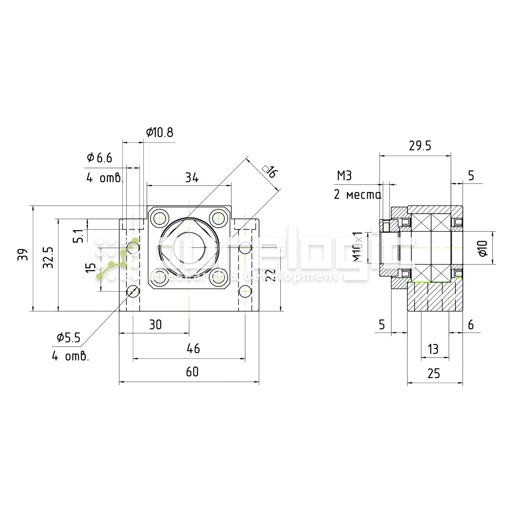 Опора ШВП Hiwin BK10-C5 16 090 Опора ШВП Hiwin BK10-C5 фото